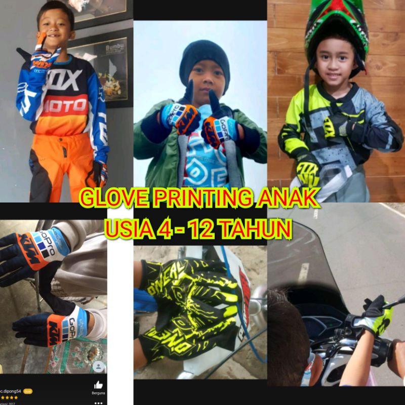 Glove anak sarung tangan cross anak dirtpaw dan full printing plus pending lutut dan sikut buat anak 4-5th