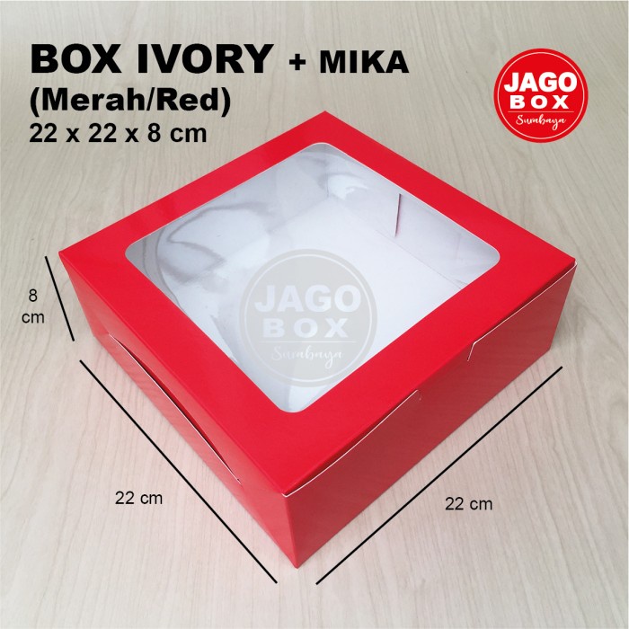 Box Kotak Dos Nasi Kue Snack Hijau/Merah 22 x 22 x 8 cm Lubang Mika