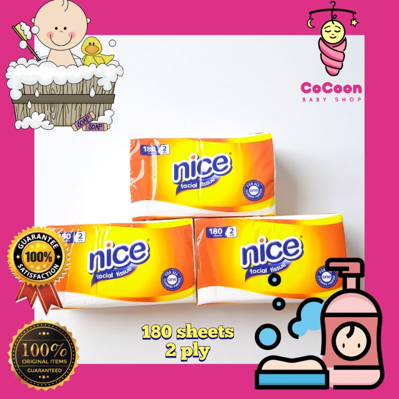 Facial Tissue / Tisu Wajah Nice 180 Sheets 2 ply