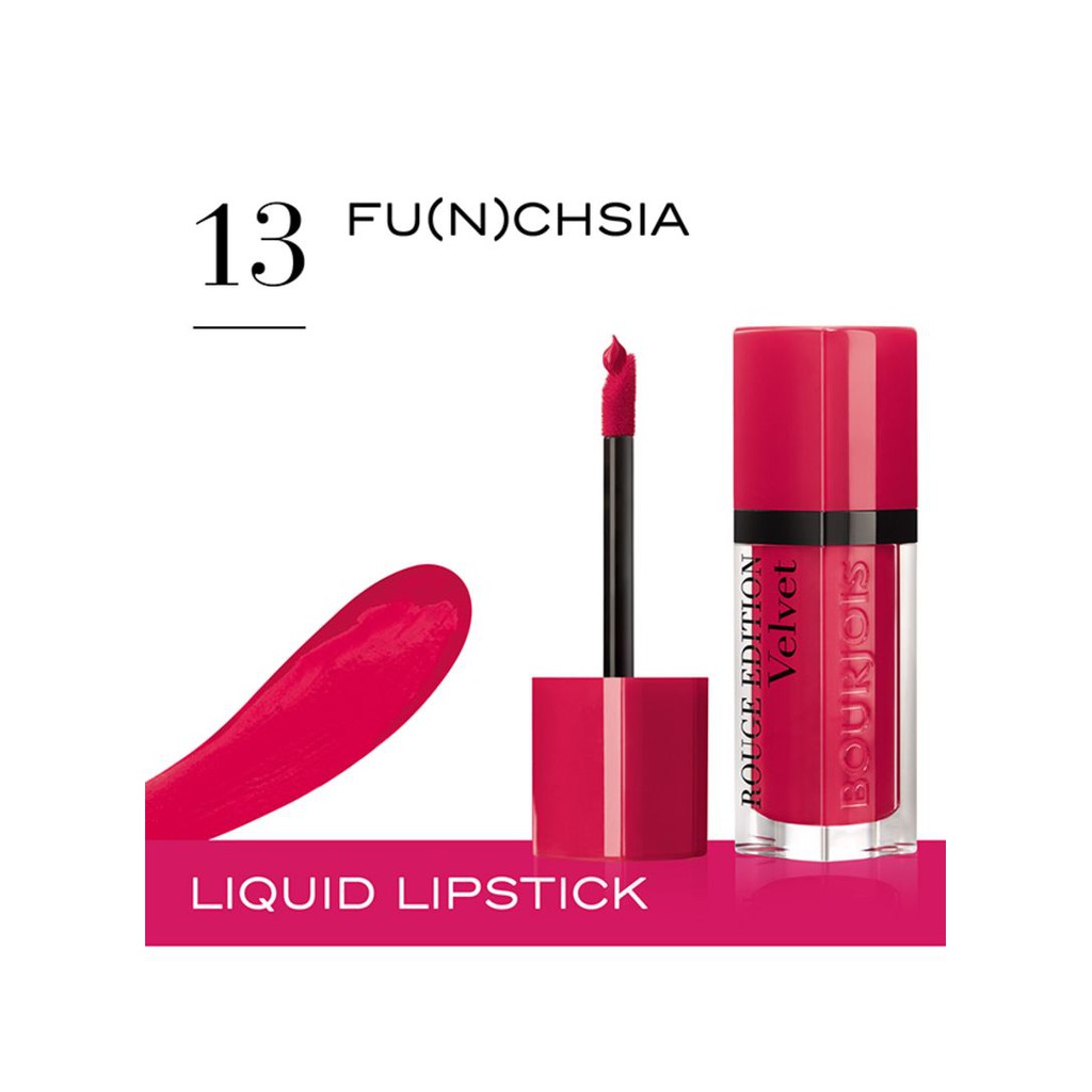 LIPSTIK BOURJOIS ROUGE EDITION VELVET MATTE LIPSTICK 13 FUNCHSIA KOSMETIK BIBIR MAKE UP LIP ORIGINAL