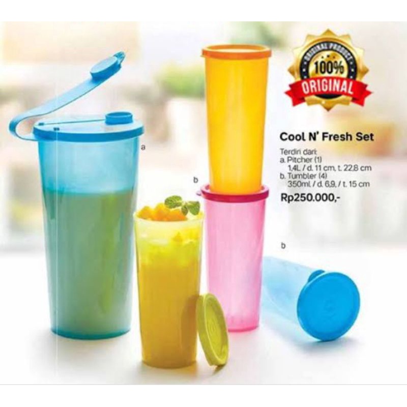 Cool N fresh set tupperware / paket pitcher dan tumbler tupperware / paket teko dan gelas tupperware