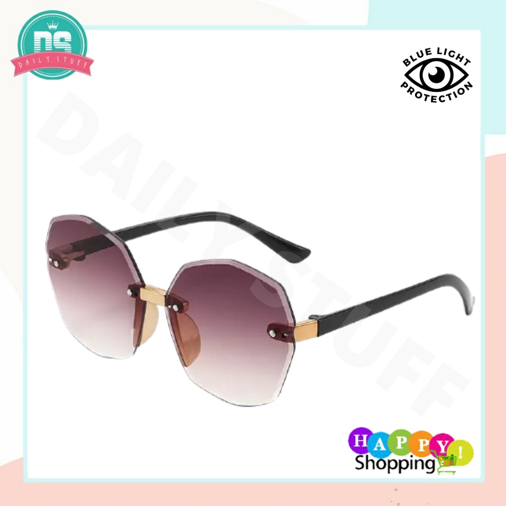 DS KC03 Sunglasses Kacamata Hitam/Gradien Bentuk Hexagram No frame Women Fashion Anti Radiasi New Arrival Import