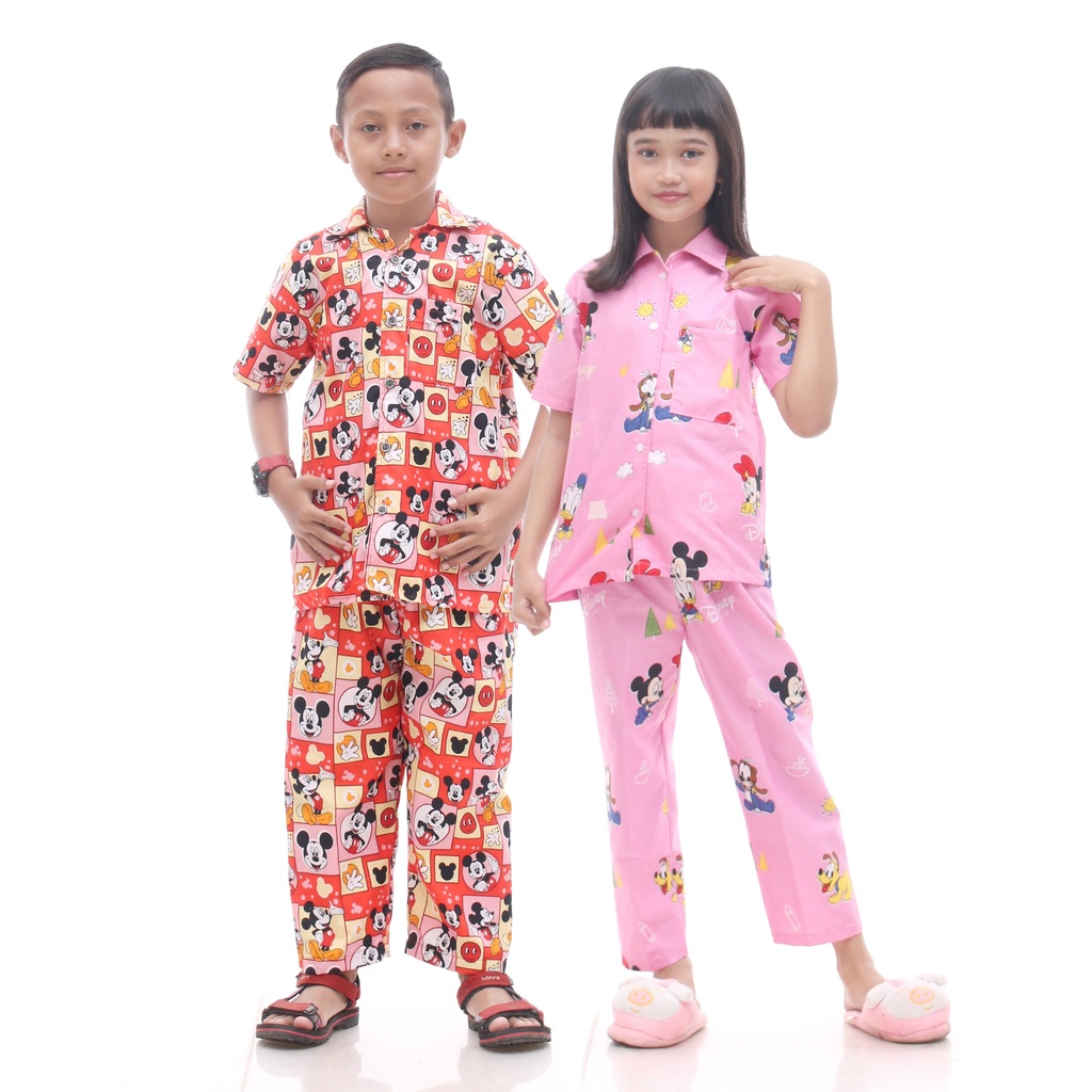 SETELAN ANAK USIA 5-11 TAHUN BAJU TIDUR ANAK PIYAMA BAHAN KATUN ADEM