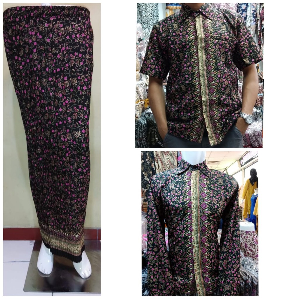 PROMO SET COUPLE BATIK HITAM / SET COUPLE KEMEJA BATIK HITAM