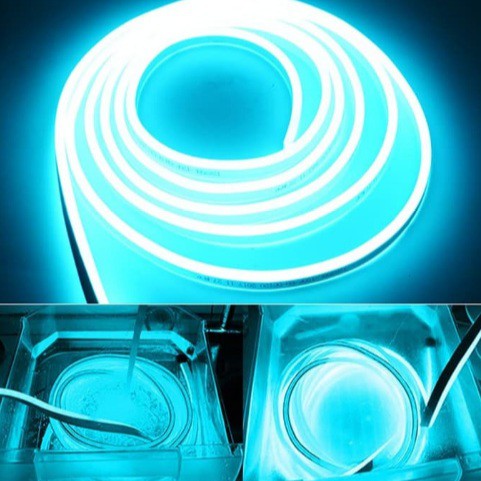 Lampu LED Neon Flex Flexible Sign Strip Waterproof IP65 Lights Silicone Tube Ice Blue Biru Langit