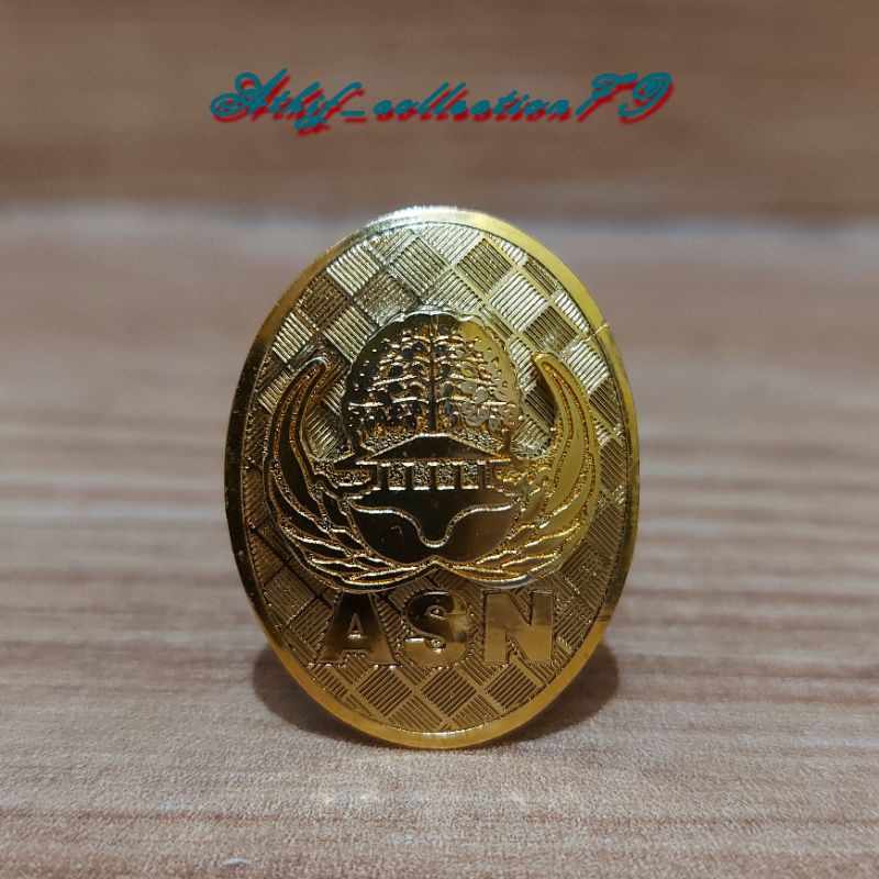 Pin Korpri Timbul Pin ASN Oval Timbul Kuningan Magnet + Box Pin