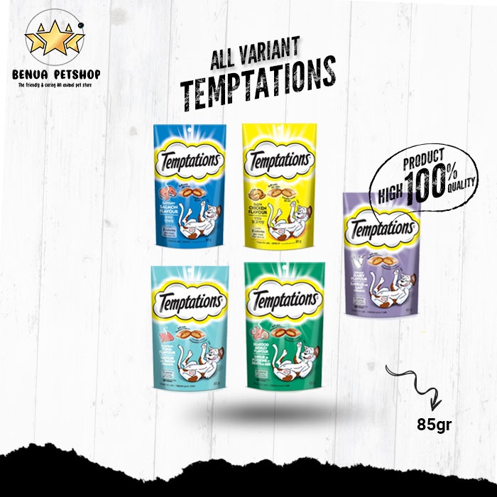 Makanan kucing Temptation 85gr Cemilan kucing sehat temptation 85gr Kering Murah