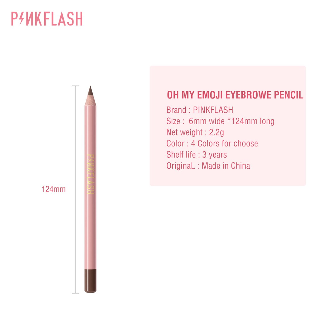 [ORI BPOM] PINKFLASH Ohmyemoji Eyebrow Pencil | PINKFLASH Waterproof Easy Eyebrow Pencil | Pensil Alis Anti Air Tahan Lama #PF-E02