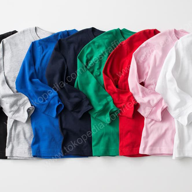 F1Ze Kaos Polos Anak Lengan Panjang Kaos Anak Merah Cotton Combed 30S Mgg6