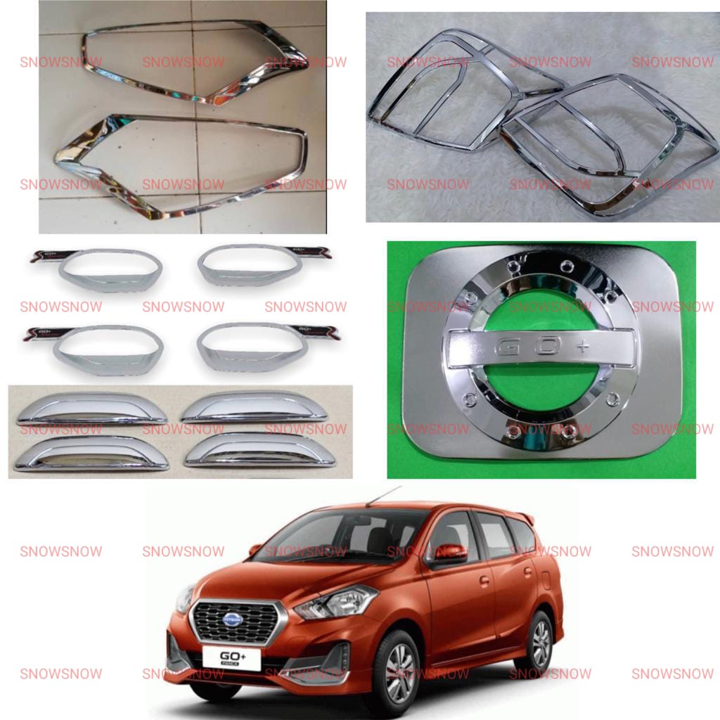 Paket Garnish Lampu Depan Belakang Outer Handle Tank Cover Datsun GO+ Activo Chrome