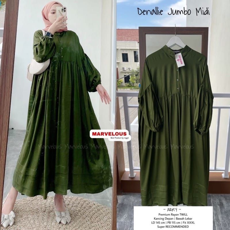 Dress Midi Super Jumbo Ld140-145 Polos Denallie
