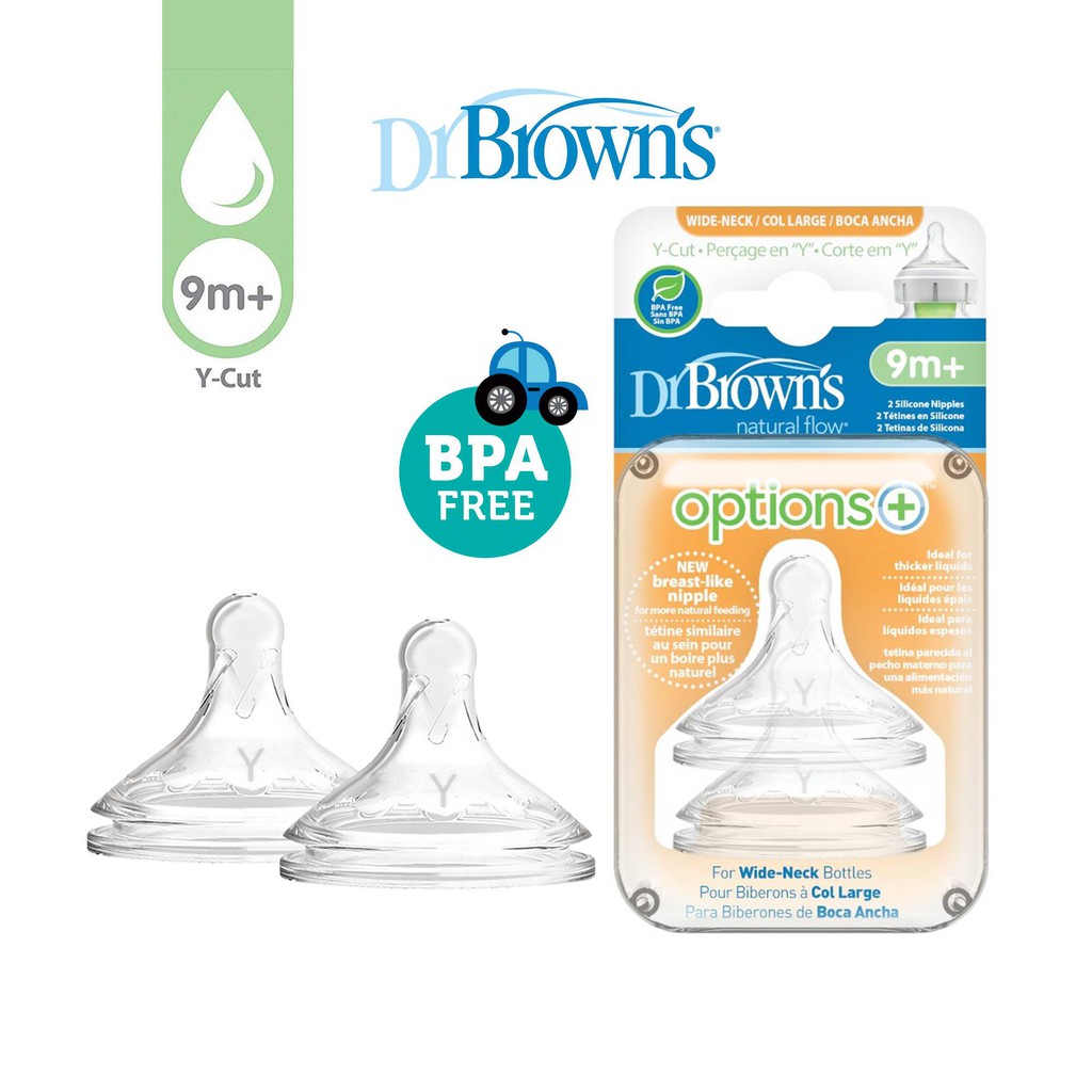 Nipple Dot Botol Susu Bayi Dr. Brown`s Wide Neck Silicone Options+ Nipple 2pcs WNY201 Y-CUT