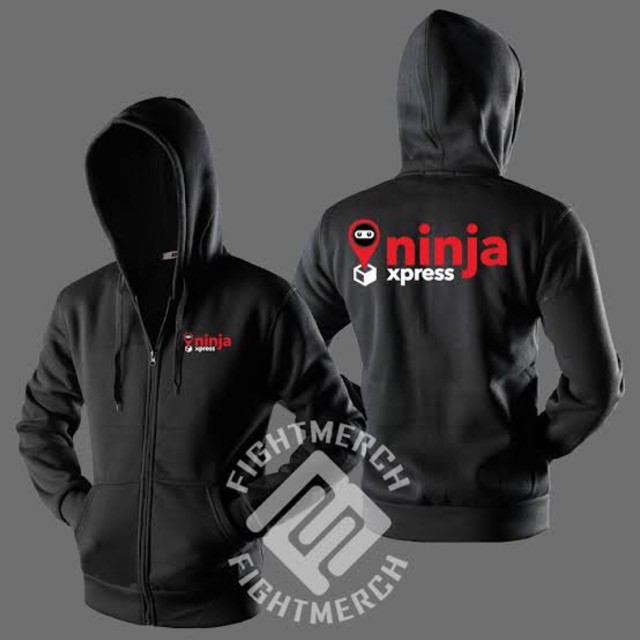 JAKETT HOODIE RESLETING NINJA XPRESS KURIR KATUN FLEECE DEPAN BELAKANG