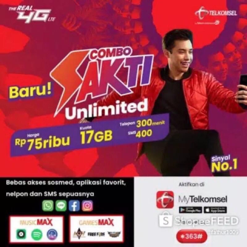 ...Kartu sakti telkomsel 17 GB dan 25 GB COMBO UNLIMITED TERMURAH YOU TUBE WA