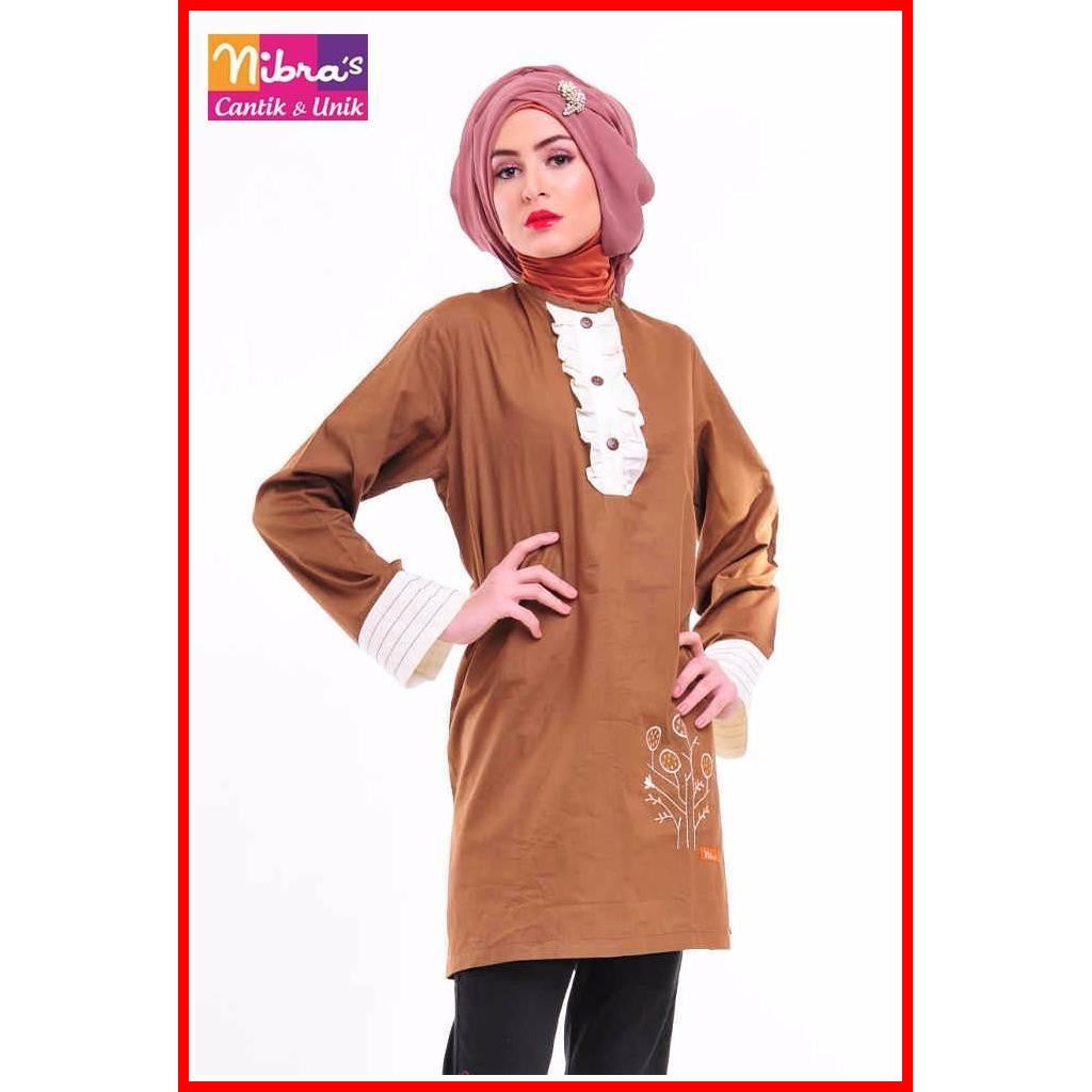 Model Atasan Wanita Nibras NA 06 Coklat Blouse Muslim Pakaian Wanita Terbaru