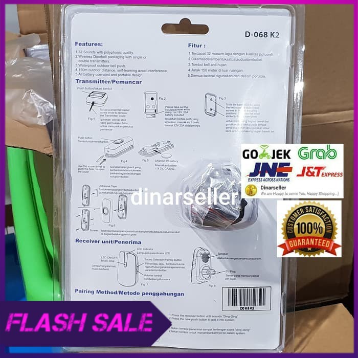 Heles bel rumah wireless  NEW MODEL  tanpa kabel 2 remote