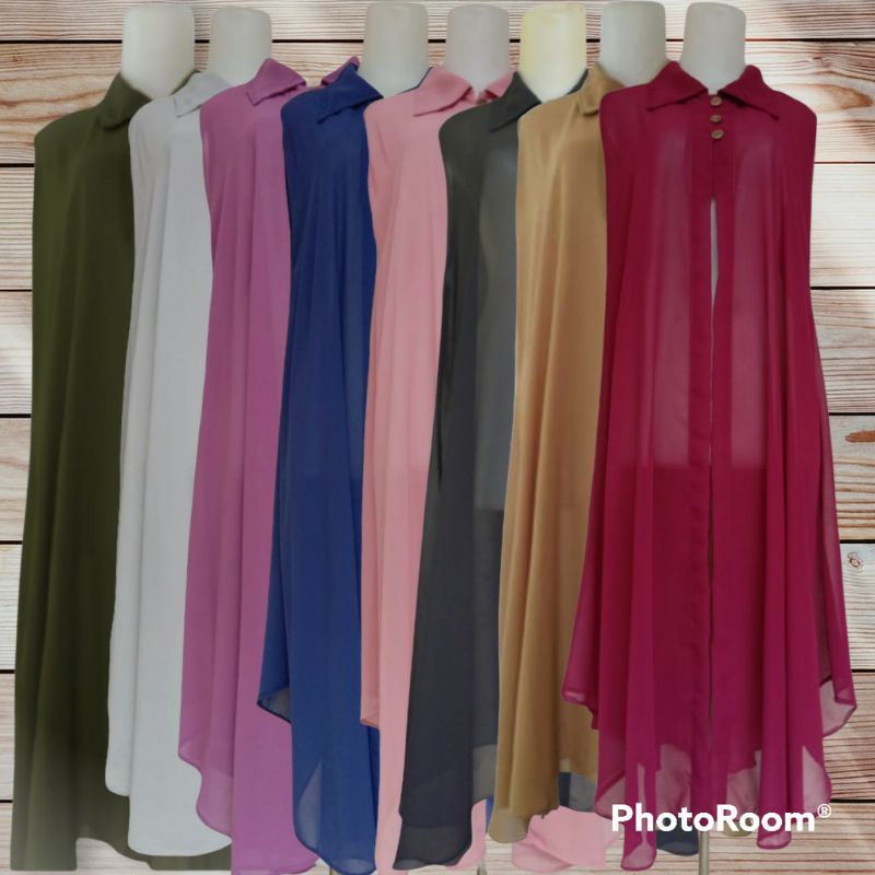 0Long Outer Cardigan Kardigan Gardigan Wanita Panjang Fashion Muslim Kekinian Terbaru Tanpa Lengan P