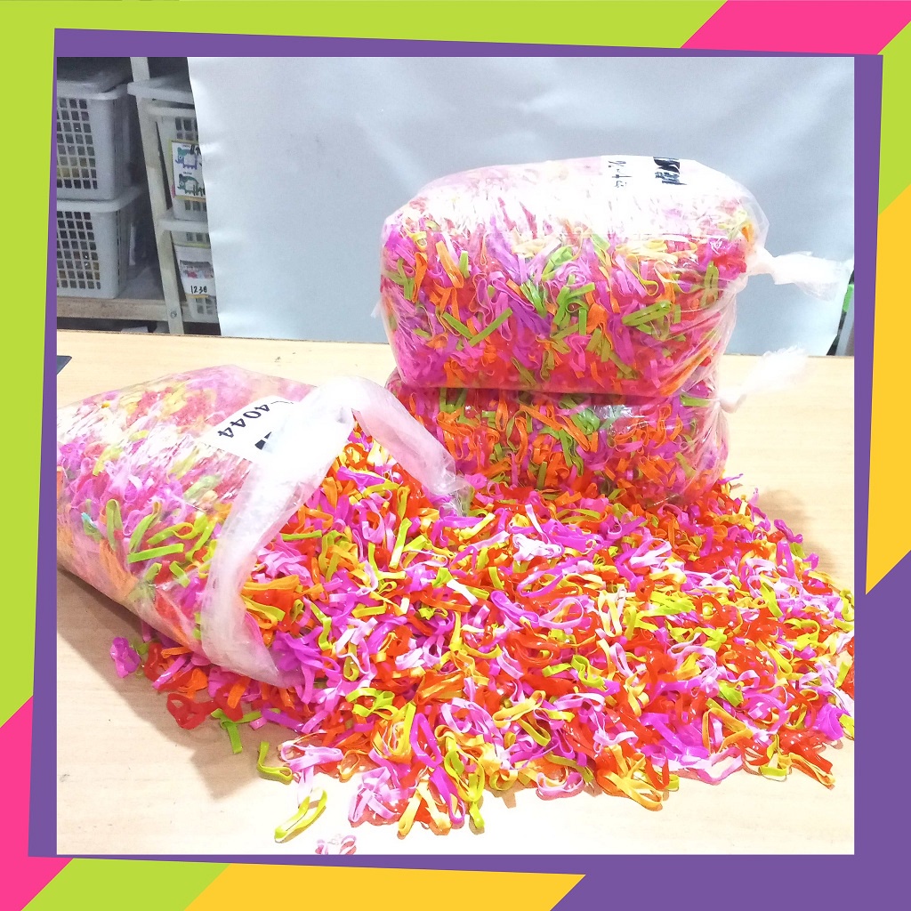 1803D1 [Grosir] isi 1kg karet Jepang ikat rambut ukuran L warna stabilo