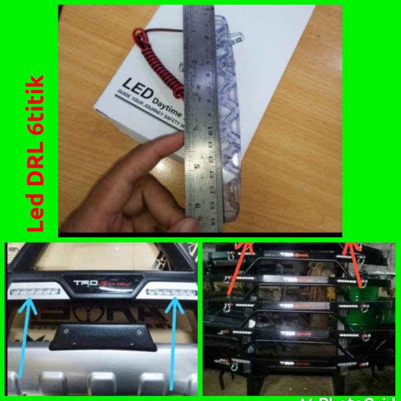 Lampu LED DRL 6 titik untuk towing tanduk bemper mobil