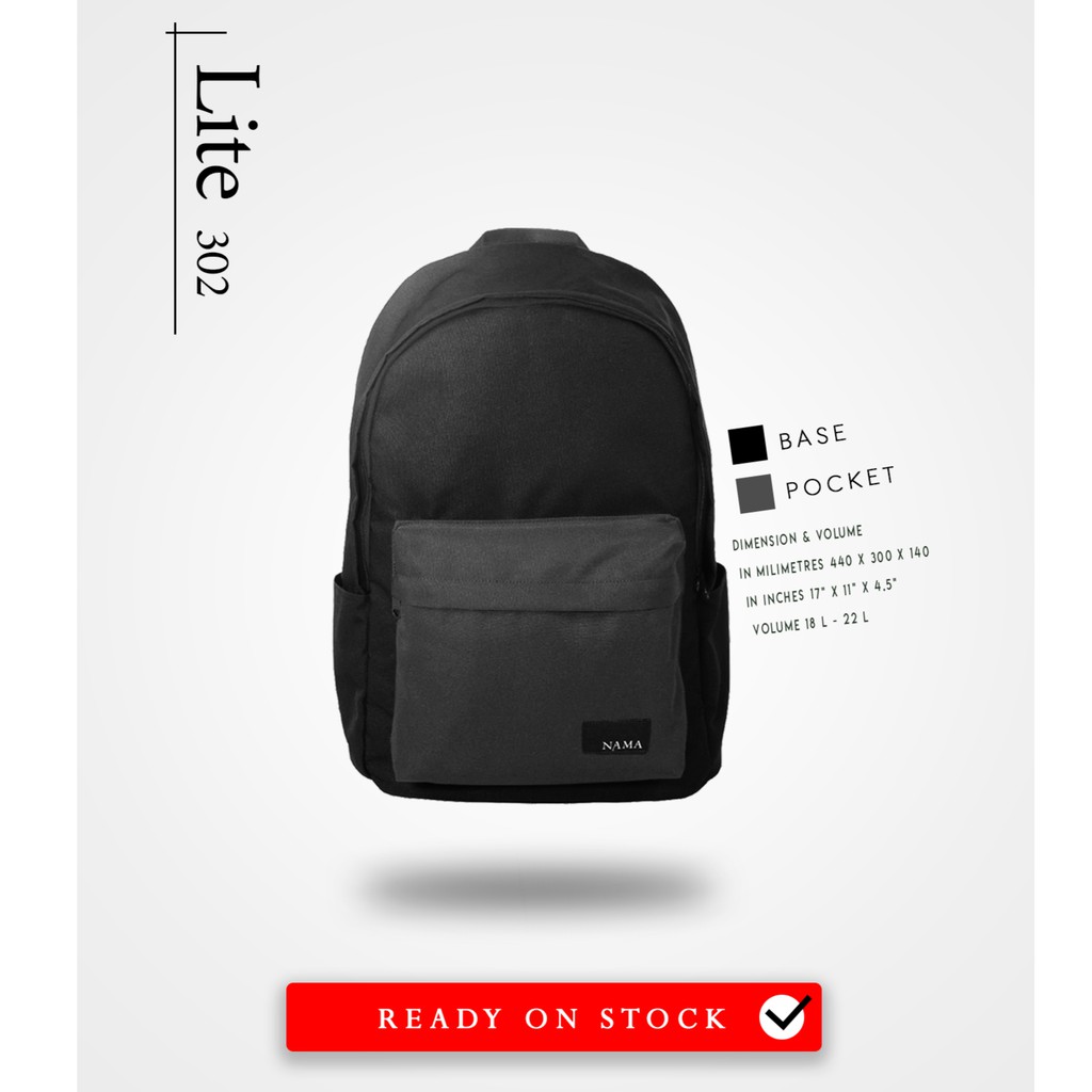 Tas Waterproof Backpack By NAMA Lite.302  Dualtone Black-Grey | Warranty Lifetime