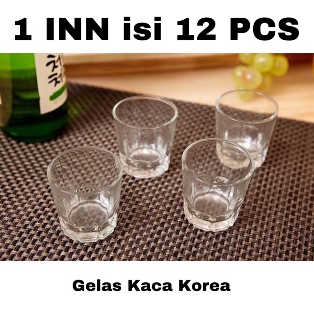 Jual 1 Set Isi 12 Pcs Gelas Sloki Polos Gelas Soju Korea One Shot Glass Seloki Kaca Gelas 4388