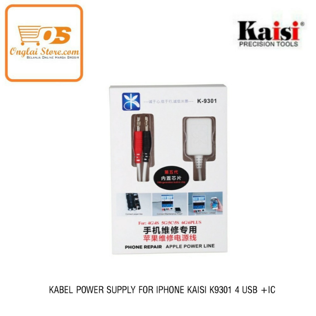 KABEL POWER SUPPLY FOR IPHONE KAISI K9301 4 USB +IC GENERASI 6 KABEL SILIKON ORIGINAL