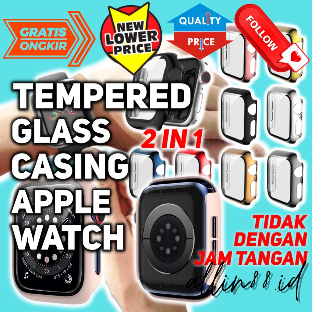 2 in 1 TEMPERED GLASS PROTECTOR APPLE WATCH TEMPERED GLASS APPLE WATCH BUMPER CASE APPLE WATCH CASE 