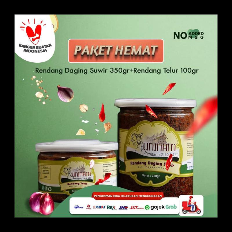 

BARU! RENDANG DAGING SUWIR 350 GRAM + RENDANG TELUR 100 GRAM TERMURAH