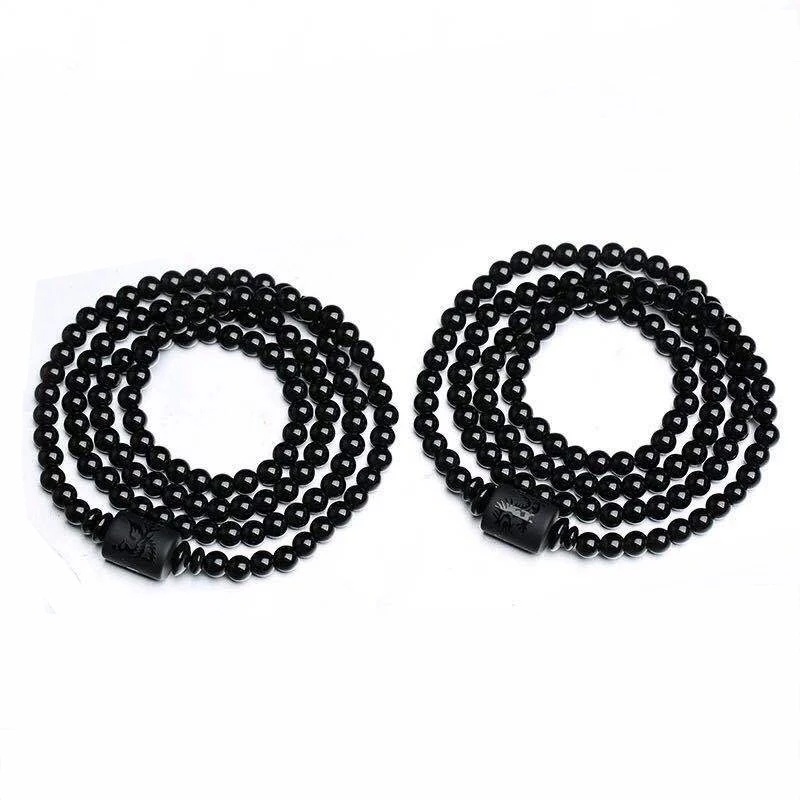 Gelang Manik-Manik Batu Obsidian Warna Hitam Untuk Hadiah