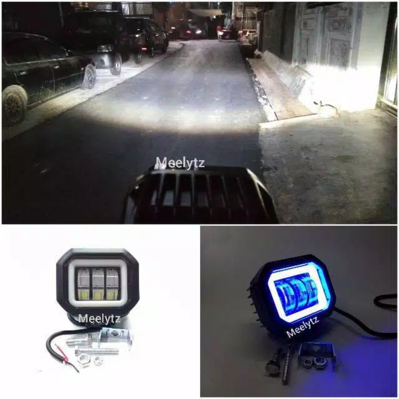 Lampu tembak sorot LED CWL 3 mata Lensa 6D 30watt cree angel aye kotak biru