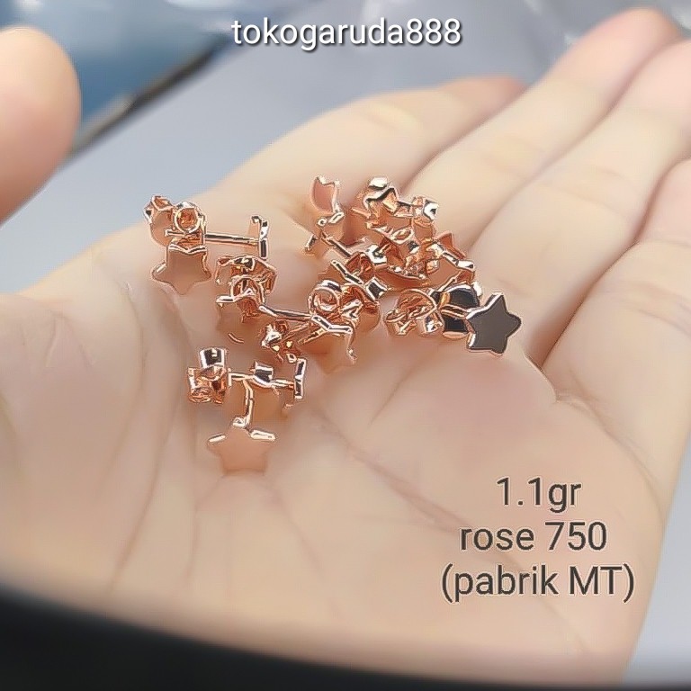 Anting duduk anak dan dewasa emas asli kadar 750 75% 22 17k bulat bintang star merica giwang kerabu paku cucuk stud