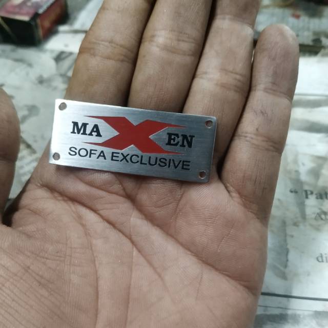 Label plat  /  label merk sofa, mebel  , tas dll