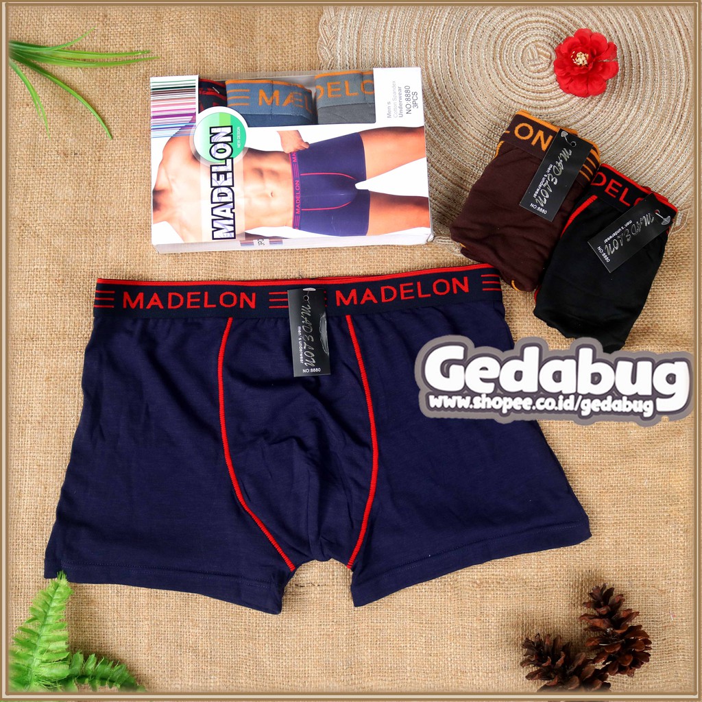 (isi 3pcs) Madelon Boxer Briefs Celana Dalam Pria Art 8880 / Boxer Pria Box Putih