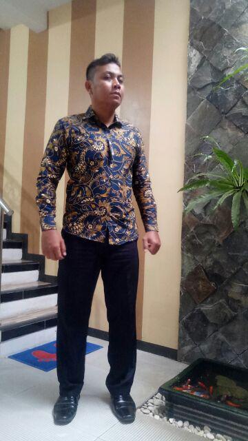 Kemeja Batik Pria Slim Fit Modern Mewah Lengan Panjang Lb105