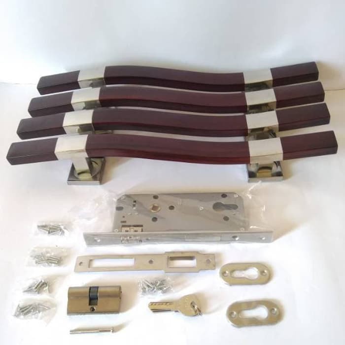 handle pintu minimalis - set kunci brass