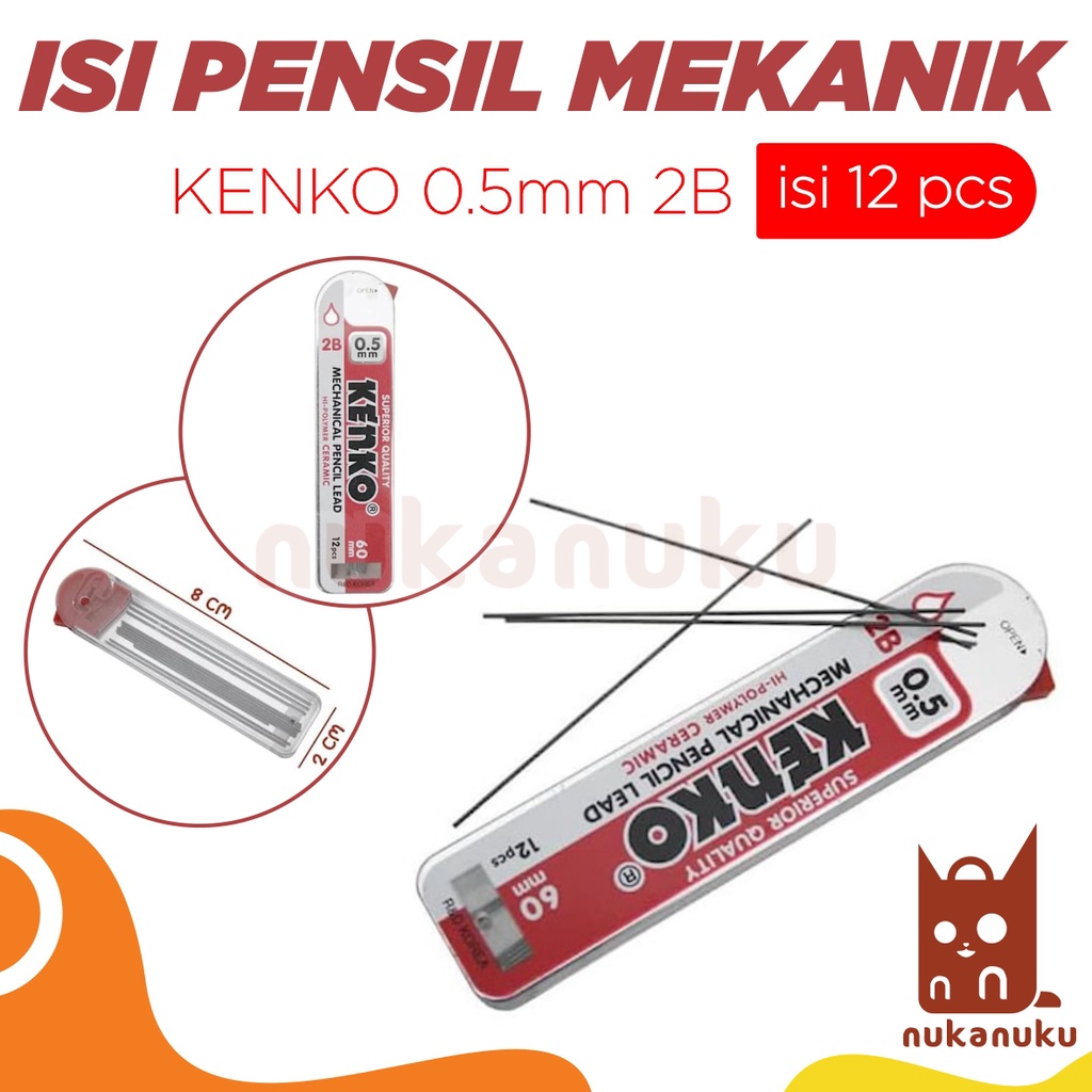 NUKANUKU - Isi Pensil Mekanik / Pensil Mekanik / Pencil Mekanik / Isi Pensil Mekanik 0.5 2B KENKO ISI 12 PCS