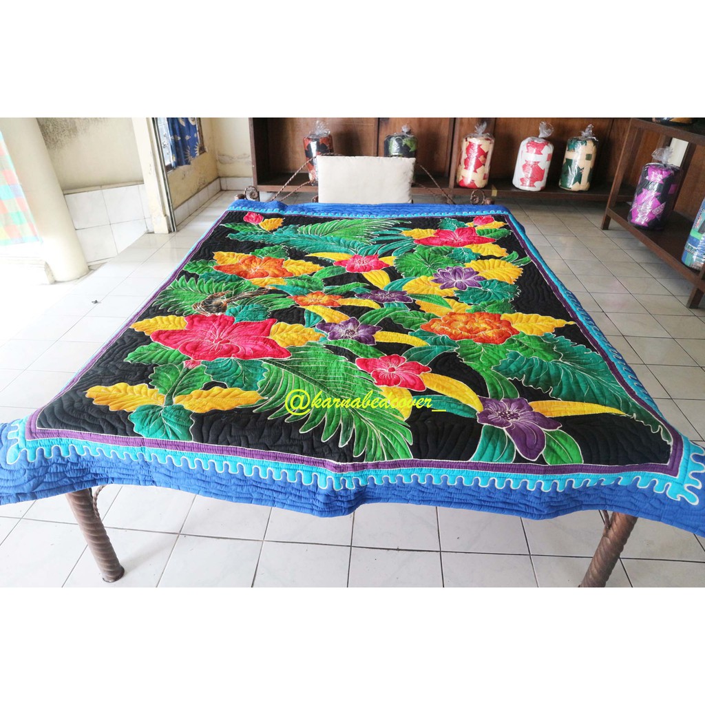 Bed Cover Saja Motif Bunga Kol Batik Lukis Bali Uk 200 X 235 Double Shopee Indonesia