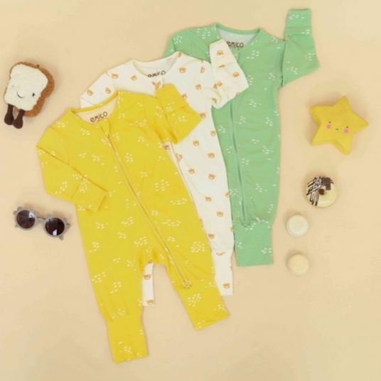 Emico TENCEL™ Baby Sleepsuit - Baju Tidur Anak Bayi Tencel Resleting Sleep Suit Tutup Kaki Tangan Lengan Panjang