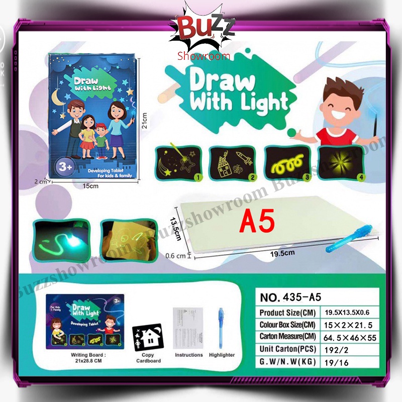 Draw With Light Magic Drawing Pad Mainan Papan Tulis Belajar Anak