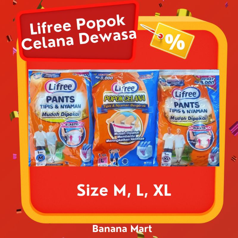 LIFREE PEMPERS POPOK DEWASA CELANA SACHET M L XL [MURAAH]