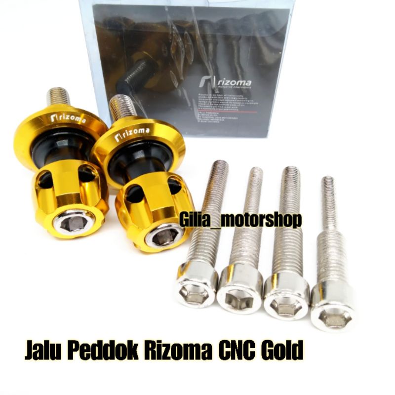 Jalu Pedok Rizoma CNC Gold Universal Jalu Peddok Jalu Paddock Rizoma plus baut drat 12 /14 Universal