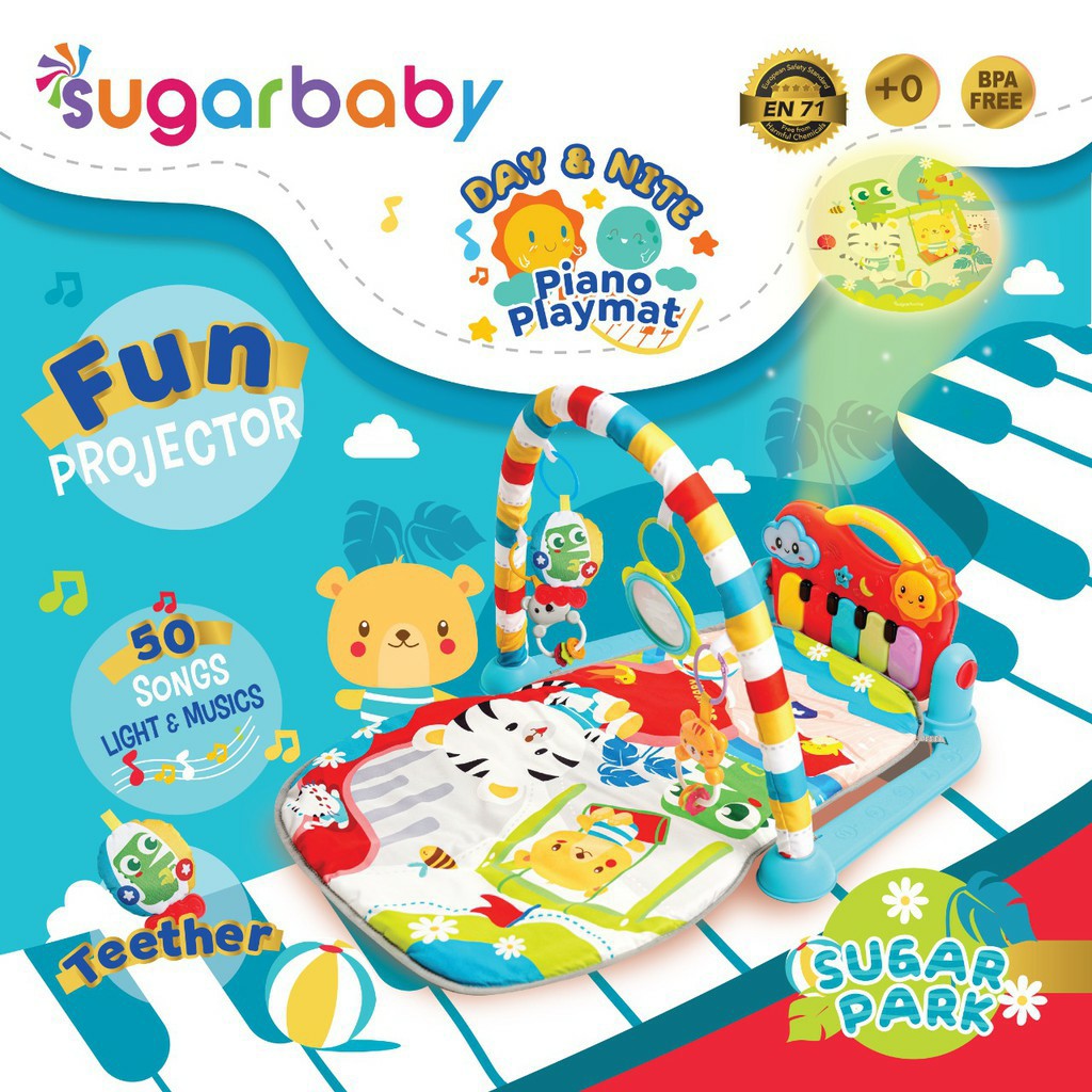 SUGARBABY Day &amp; Nite Piano Playmat Playgym Piano sugarbaby playgym playmat mainan musical Baby GYM