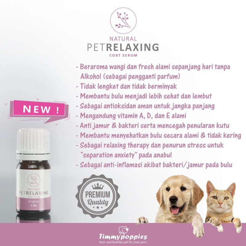 Serum bulu anjing kucing hewan timmy poppies wangi alami tanpa alkohol