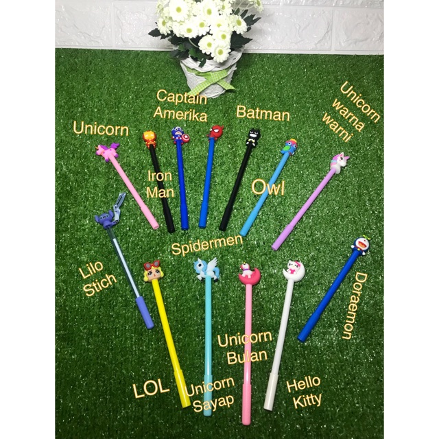 

pulpen gel unicorn doraemon avenger lil hellokitty