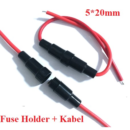 Konektor Fuse Holder Kabel Rumah Sekring Kaca Kecil 5x20 Drat Gantung