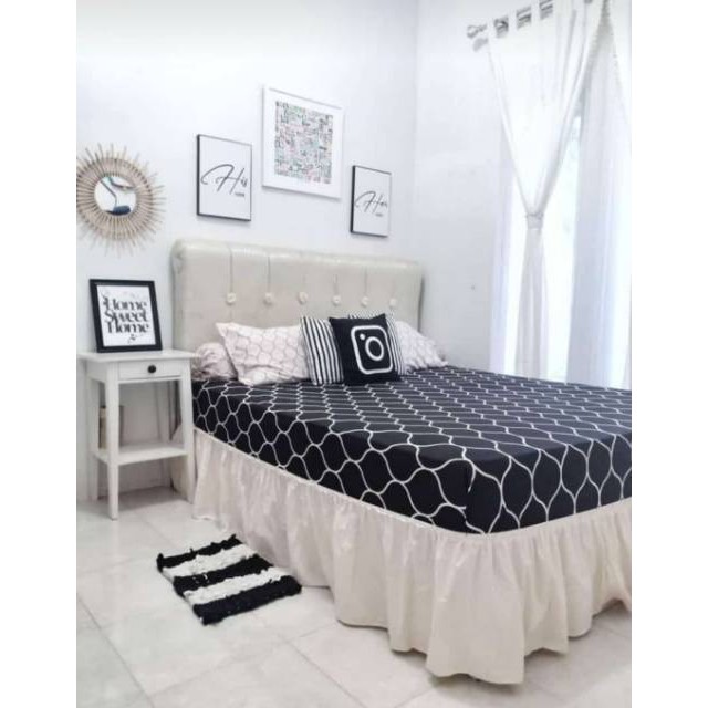 Bed Skirt - penutup kolong ranjang 180x200 Bahan Katun - Rok Kolong ranjang - Rok Kasur Rumbai Elast