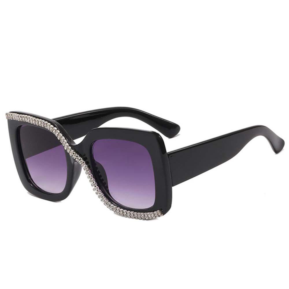 Mxbeauty Kacamata Matahari Desain Elegan Gaya Bingkai Besar Anti-UV Oversized Diamond-studded Visor Eyewear