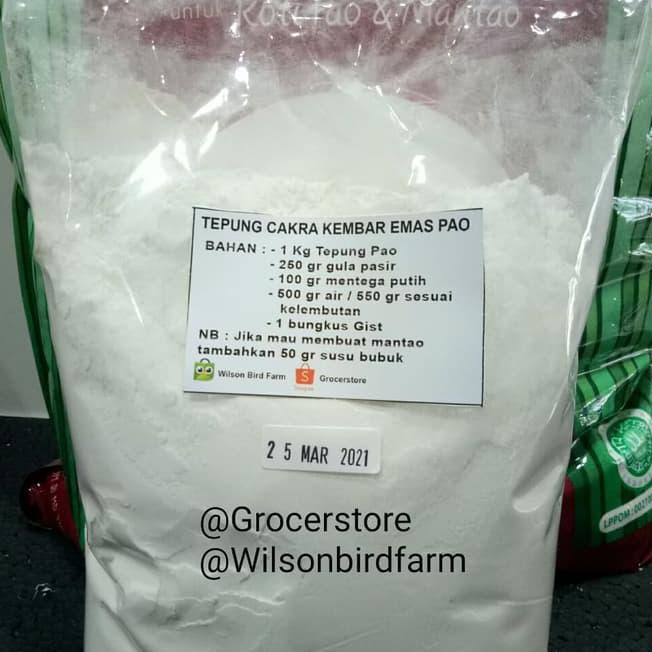 

HZ8F TEPUNG ROTI PAO MANTAO BAKPAO CAKRA KEMBAR EMAS REPACK 1KG 3UXB