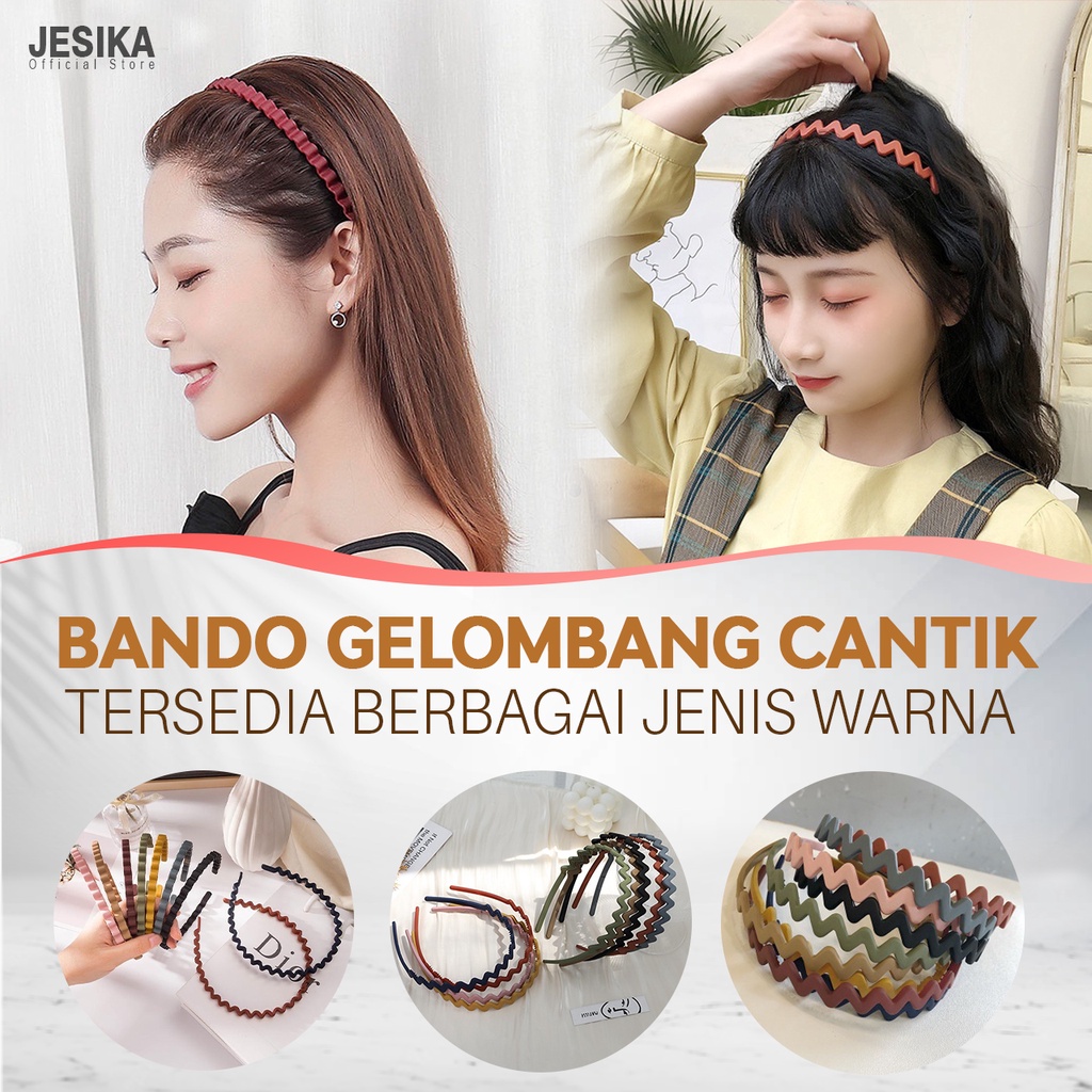 Bando rambut ulang tahun wanita cewek anak dewasa korea kekinian gelombang zig zag polos elastis estetik aesthetic lucu cute cantik