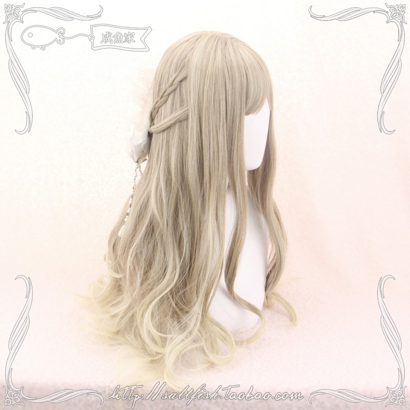 LOL-148 wig rambut palsu daily lolita korea kpop cosplay panjang wavy ash linen